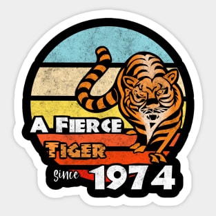 Year of the Tiger 1974 Fierce Vintage Chinese New Year Zodiac Sticker